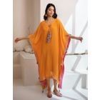 Orange Crepe Gota Work Kaftan