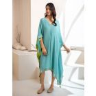 Sea Blue Crepe Gota Work Kaftan