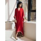 Red Crepe Gota Work Kaftan