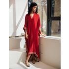 Red Crepe Gota Work Kaftan