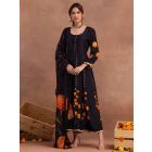 Black Printed Cotton Kurta with Dupatta- Set of 2