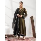 Green Embroidered Tissue Suit- Set of 3