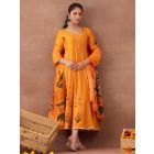 Orange Printed Cotton Kurta with Dupatta- Set of 2