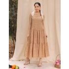 Beige Hand Block Printed Dress