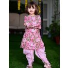 Pink Hand Block Printed Cotton Kurta with Dhoti Pants - Set of 2