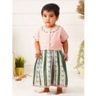 Pink Woven Cotton Choli with Lehenga - Set of 2