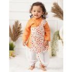 Orange Printed Cotton Kurta with Dhoti Pants - Set of 2