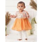 Orange Printed Cotton Kurta with Pants - Set of 2