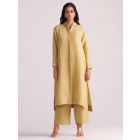 Yellow Linen Kurta with Palazzo- Set of 2