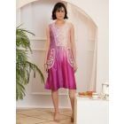 Multicolor Ombre Dyed Chanderi Silk Hand Embroidered Dress