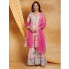 Pink Chikankari Cotton Chanderi Suit- Set of 3