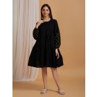 Black Cotton Tiered Dress