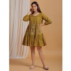 Mustard Yellow Hand Block Printed Cotton Dress