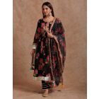 Black Pink Printed Organza Dupatta