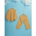 Yellow Hand Block Printed Cotton Mulmul Unisex Lounge Wear- Set of 2