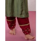 Maroon Embroidered Chanderi Pants