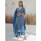 Blue Lace Organza Dupatta