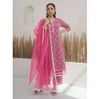 Fuchsia Lace Organza Dupatta