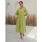 Green Embroidered Cotton Dress