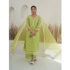 Lime Green Lace Organza Dupatta