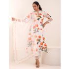 White Printed Cotton Suit- Set of 3