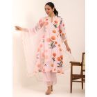 Pink Printed Cotton Suit- Set of 3