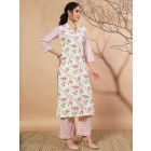 White Light Pink Printed Cotton Kurta