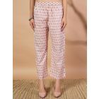 White Light Pink Printed Cotton Pants