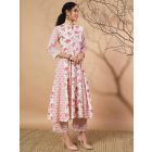 White Light Pink Printed Cotton Kurta