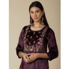 Violet Embroidered Velvet Kurta