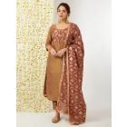 Brown Zari Woven Tissue Suit - Set of 3