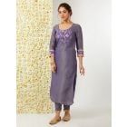 Blue Zari Woven Tissue Kurta with Pants - Set of 2