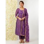 Purple Zari Woven Tissue Suit - Set of 3