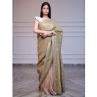 Green Striped Handwoven Linen Saree