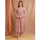 White Pink Hand Block Printed Mulmul Kurta with Palazzo- Set of 2