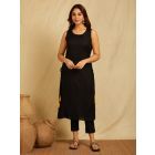 Black Rayon  Kurta with Pants- Set of 2