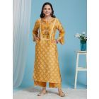 Mustard Yellow Bandhani Banarasi Cotton Silk Kurta