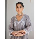 Grey Chikankari Cotton Kurta