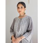 Grey Chikankari Cotton Kurta