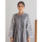 Grey Chikankari Chanderi Dress