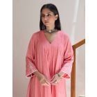 Pink Embroidered Cotton Kurta