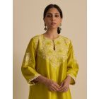 Yellow Chikankari Cotton Kurta