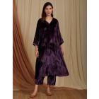 Purple Zardozi Hand Embroidered Velvet A-Line Kurta