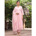 Light Pink Embroidered Cotton Mulmul Suit- Set of 3