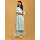 Mint Green Hand Block Printed Cotton Kurta