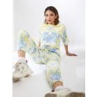 Yellow Blue Hand Tie and Dye Joggers