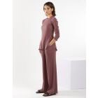 Mauve Ribbed Wide Legged Pants