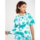 White Green Hand Tie and Dye T-Shirt