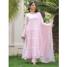 Light Pink Embroidered Cotton Mulmul Suit- Set of 3