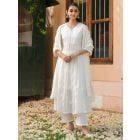 Off White Embroidered Cotton Dobby Jacquard Suit- Set of 3